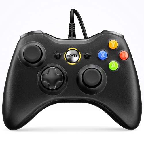 VOYEE Xbox 360 Controller, PC Gaming Controller Wired Xbox Controller Compatible with Microsoft Xbox 360 & Slim/PC Windows 11/10/8/7, Upgraded Joystick, Double Shock | Enhanced (Black) - Black