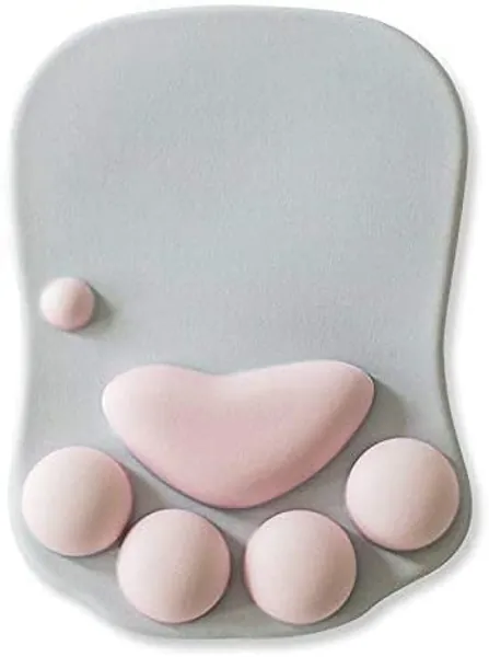EasiCozi Cat Paw Mouse Pad with Wrist Support, Cartoon Cute Cats Paw Soft Silicone Rests Wrist Cushion Fashion Rest Comfort Mouse Pats (10.6×8.0)