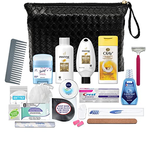 Convenience Kits International Women’s Premium 20-Piece Kit with Travel Size TSA Compliant Essentials in Stylish Cosmetic Bag - Dove Kit