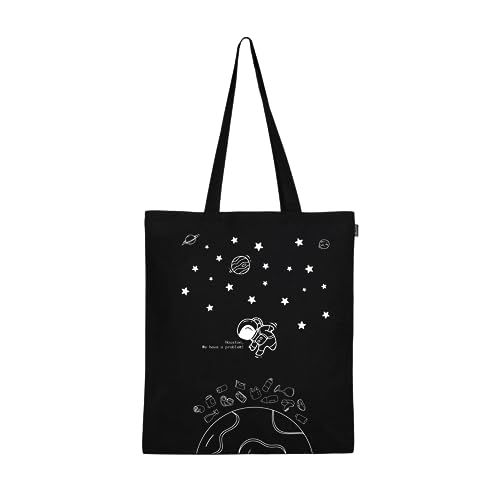 Ecoright Aesthetic Canvas Tote Bag for Women, Reusable Cotton Tote Bag for School, Grocery, Shopping, Beach & Gifts for Women - One Size - Black - Houston
