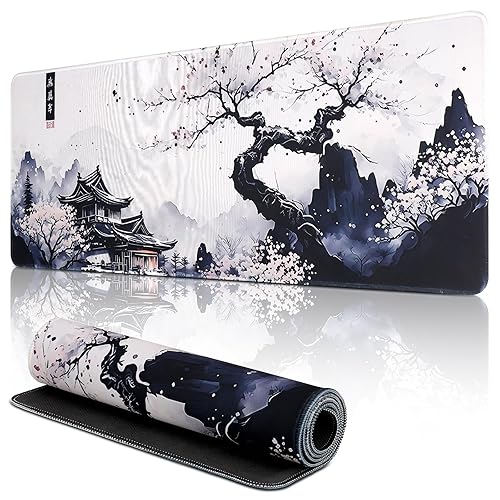Yimomoyi Alfombrilla Ratón, XXL 800 x 300 mm Mouse Pad Grande Gaming, Alfombrilla Antideslizante,Tapete Escritorio con Bordes Cosidos, Desk Mat para Jugadores, PC, Oficina - 01-Plum Mouse Pad