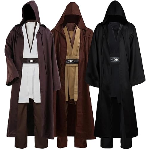 Laku Tunic Costume Men's Tunic Hooded Robe Full Set Halloween Cosplay Costume Cloak Set - Large - Black