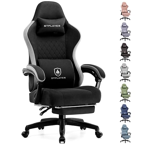 GTPLAYER Gaming Chair, Computer Office Chair with Pocket Spring Cushion, Linkage Armrests and Footrest, High Back Ergonomic Computer Chair with Lumbar Support Task Chair with Footrest - Black