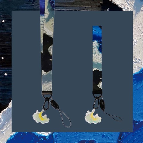 Sky Lanyard Keychains with Cloud Charm - Dark Night