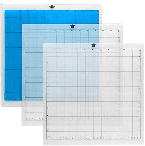 Zubehör von Drittanbietern Schneidematte für Silhouette, 3er-Pack, Kameo-Schneidematte, 30,5 x 30,5 cm, Standardgriff, selbstklebend und klebrig, rutschfest, flexibel, gitternetzt - (2 clear + 1 blue )