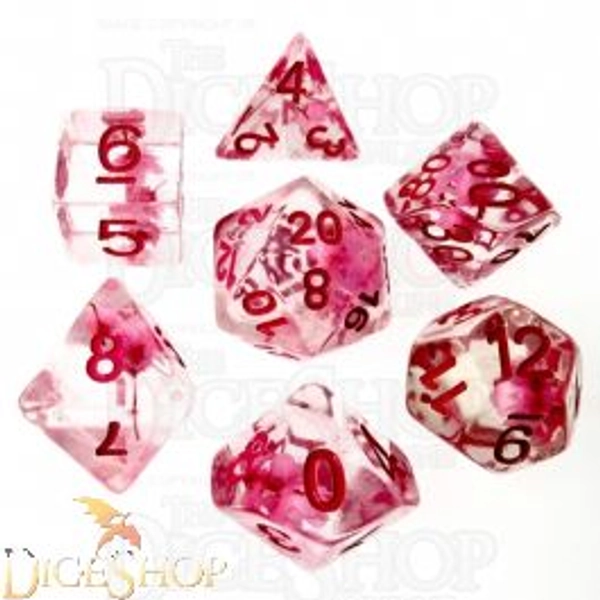 TDSO Encapsulated Flower Pink 7 Dice Polyset