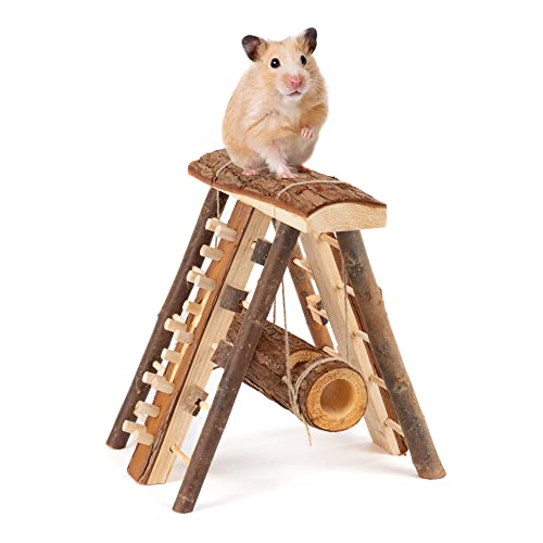 Petlicity Wooden Hamster Vertical Playground – Natural Cedar Wood Climb and Hide Pet Boredom Breaker Play House Hideaway and Gnawer for Small Animals Hamsters Gerbils Rats Mice Mouse (Vertical)