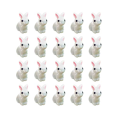 EXCEART 35Pcs Easter Mini Bunny Figurines Garden Statue Resin Miniature Rabbit Figure Animal Characters Toys Cake Topper for Aquarium Microlandscape Home Decor