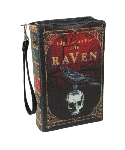 Black Vinyl The Raven Book Handbag Novelty Clutch Purse Crossbody Bag Edgar Allen Poe One Size, Multicolored, One Size