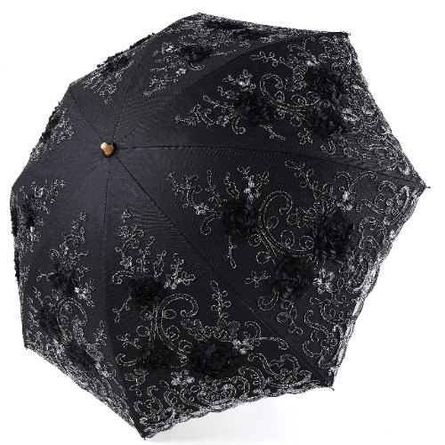 BABEYOND Lace Parasol Ultraviolet-Proof Folding Umbrella UPF50+ Vintage Flower Embroidery Umbrella for Wedding Party and Photo Shooting