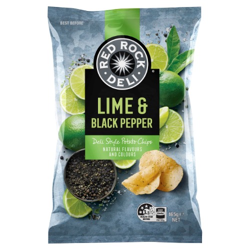 Red Rock Deli Lime & Black Pepper Potato Chips Share Pack 165g