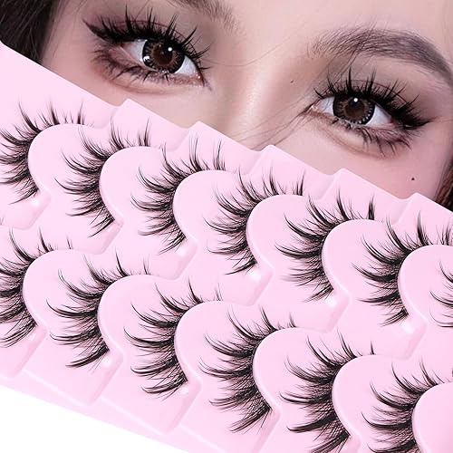 Manga Lashes Natural Look Anime Lashes Cosplay False Eyelashes with Clear Band 3D Wispy Eyelashes Asian Japanese Korean Style Manhua Lashes Look Like Individual Clusters Pack by EYDEVRO - Clear Band
