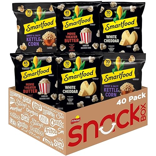 Smartfood Popcorn, Variety Pack, 0.5 Ounce (Pack of 40) - Variety Pack - 0.5 Ounce (Pack of 40)