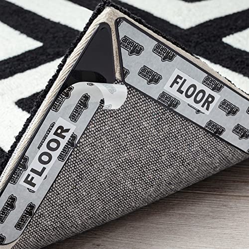 Gorilla Grip 12 Pack Rug Grippers, Corners and Sides, No Curl Corners or Side Bunch, Dual Sided Soft Flexible Pad Grips Floor Under Area Rugs Reusable Gripper Hold Carpet in Place Hardwood Floors Pads - 24
