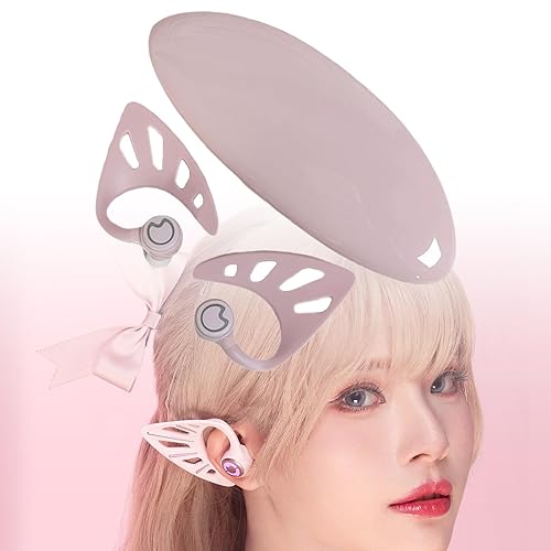 Elf Ear Headphones, Elf Headphones, Elf Ear Headphones Bluetooth, Elf Headphones Wireless, Elf Ear Earbuds, Dual Microphone Noise Reduction, Elf in-Ear Earbuds with Charging Case (Pink) - Pink