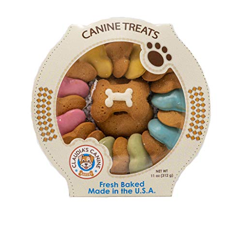 Claudia's Canine Cuisine Carousel of Canine Party Bones Vanilla Dog Cookies, 11-Ounce - Pastel - 11 Ounce (Pack of 1)