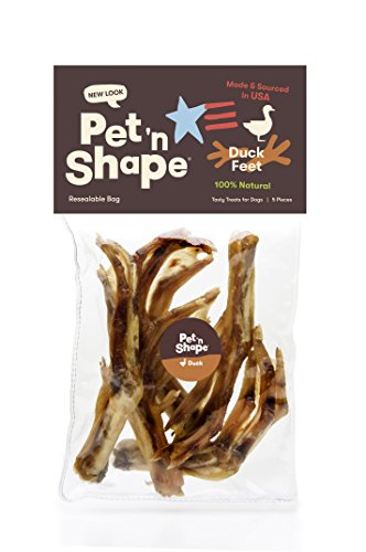 Pet 'n Shape Duck Feet - Made & Sourced in The USA - All Natural Dog Chews, 5 Count - 5 Count