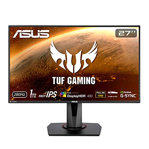 ASUS TUF Gaming VG279QM 27” HDR Monitor, 1080P Full HD (1920 x 1080), Fast IPS, 280Hz, G-SYNC Compatible, Extreme Low Motion Blur Sync (ELMB SYNC), 1ms, DisplayHDR 400,, BLACK - 27" Fast IPS 1ms 280Hz G-SYNC Height Adjust - HDR Monitor