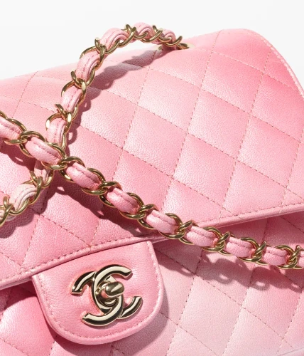 Classic handbag, Cloudy pearly goatskin & gold-tone metal, light pink — Fashion | CHANEL