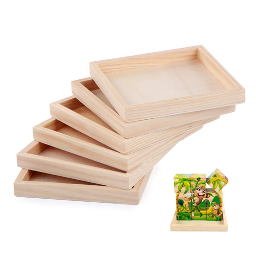 6 Pack Unfinished Small Wood Serving Tray for Crafts Projects DIY Wooden Trays Bulk Blank Wood Canvas Panel Boards Unfinished Wood Signs for Painting Arts Supply, (4.7 x 4.7 in)