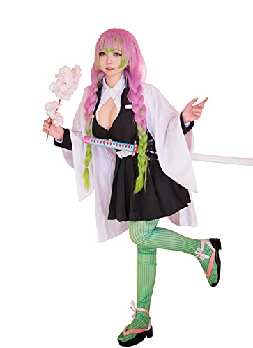 Rarashik Anime Cosplay Costume TKanroji Mitsuri Anime Cosplay Outfit Halloween Kimono Cloth - Small - Mitsuri