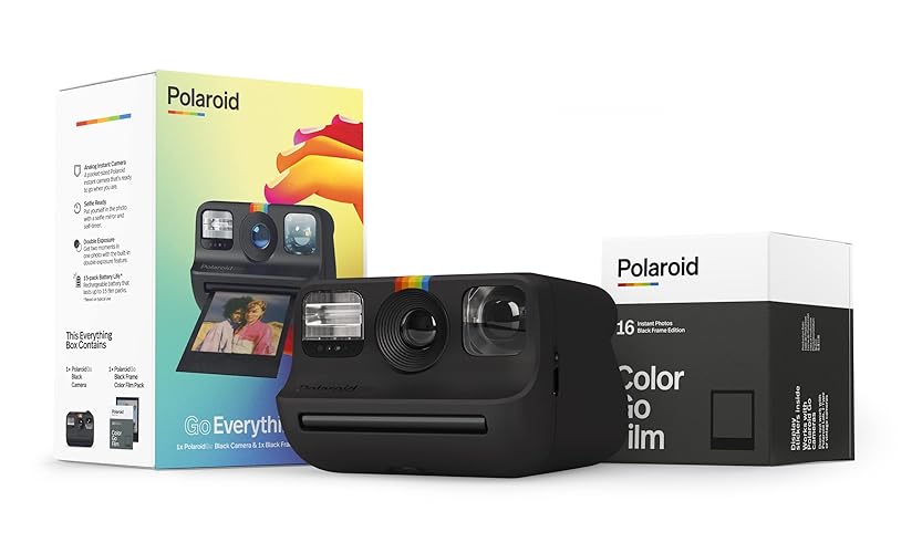 Polaroid Go Everything Box Black Camera and Black Frame Instant Film Bundle (6215) - Black - Gen1 Camera + Film