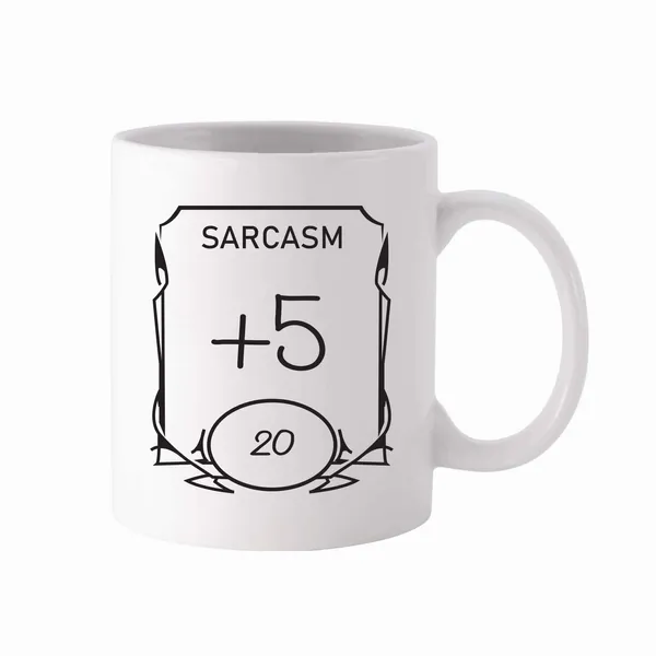 D&D Stats Mug - Sarcasm 11oz White Ceramic Coffee Mug - Dungeons and Dragons - RPG - DnD - Gift for Geeks - 