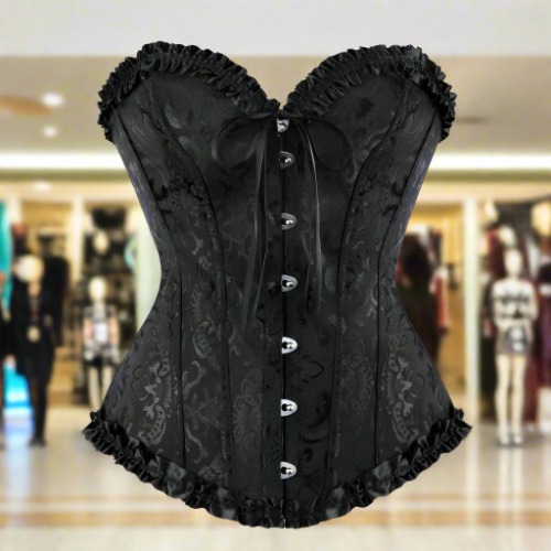 Lace Trim Corset bustier - Black / L