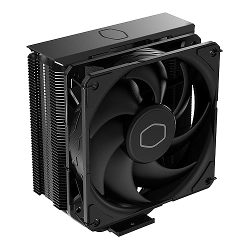 Cooler Master Hyper 212 Black Edition CPU Air Coolor, Silencio FP120 Fan, 4 CDC 2.0 Heatpipes, Anodized Gun-Metal Black, Brushed Nickel Fins for AMD Ryzen/Intel LGA1151 - Black - 4 Heat Pipes