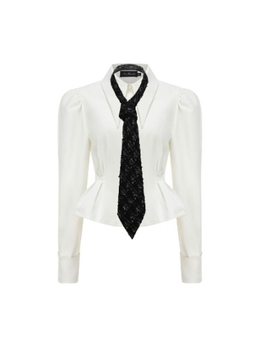 Kensie Top + Tie | White / M