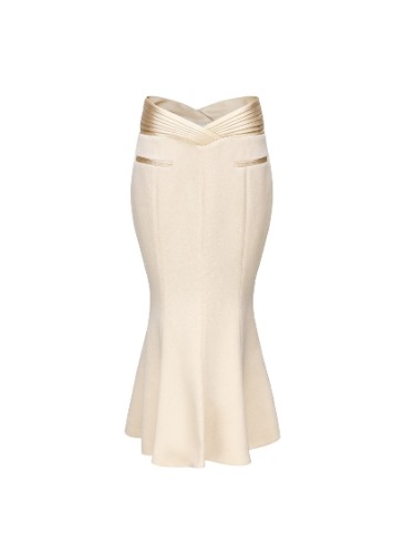 Belle Satin Skirt (Beige) | Beige / M
