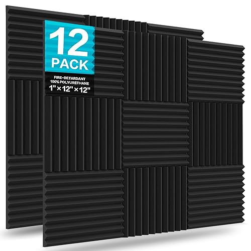 1" X 12" X 12" Sound Proof Foam Panels | Black