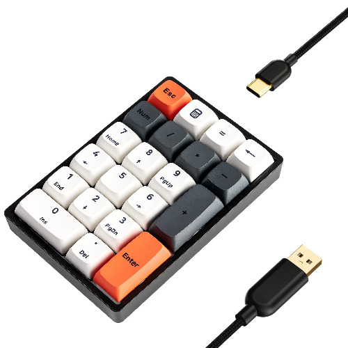 Number Pad HAVIT Mechanical Numeric Keypad with GATERON Optical Red Switches Hot Swappable Keypad Type-C USB-A Wired PBT Keycaps 21 Keys Numpad for Laptop Computer