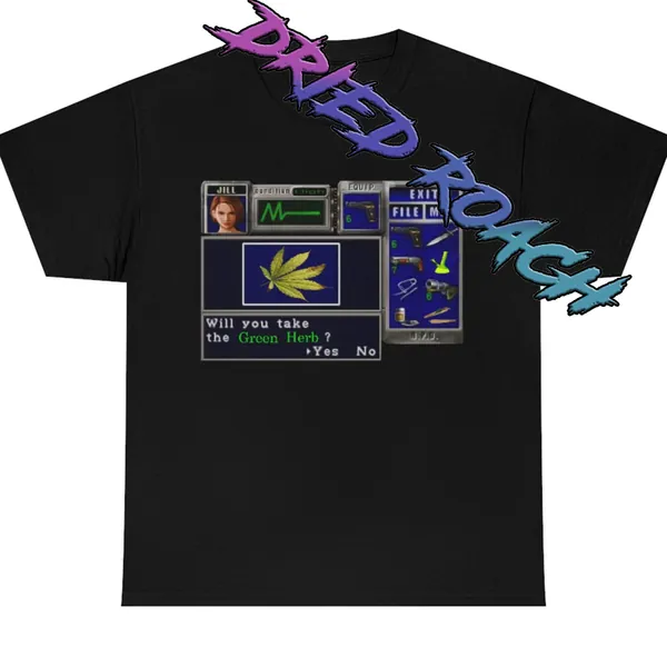 Resident Evil - Video game - will you take green herb - weed tshirt - 420 T-shirt -  unisex