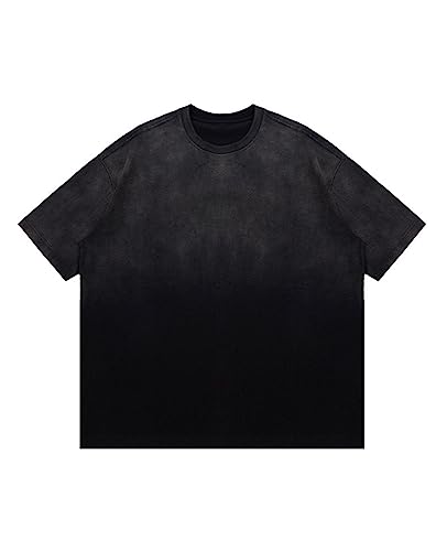 Aelfric Eden Mens Solid Tee 90s Vintage Oversized Shirts Streetwear Short Sleeve Casual Tops - XX-Large - A5-gradient Black Gray