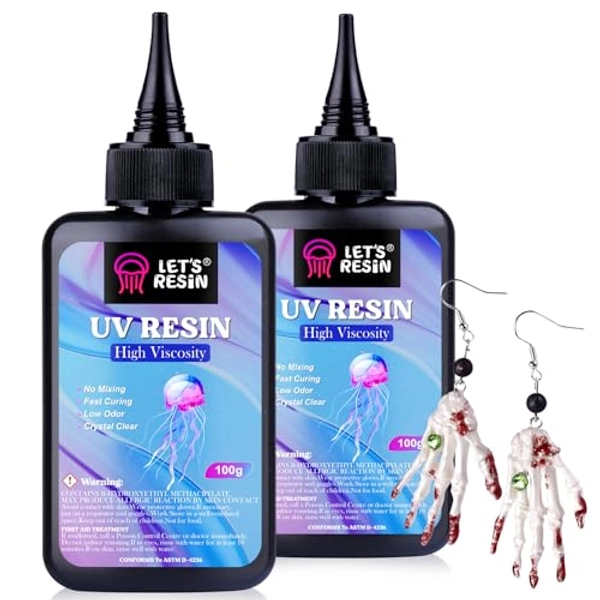 LET'S RESIN UV Resin,200g High Viscosity Crystal Clear Thick UV Resin Kit, Quick-Curing&Low Shrinkage Ultraviolet Epoxy Resin for Crafts, Doming, Coating