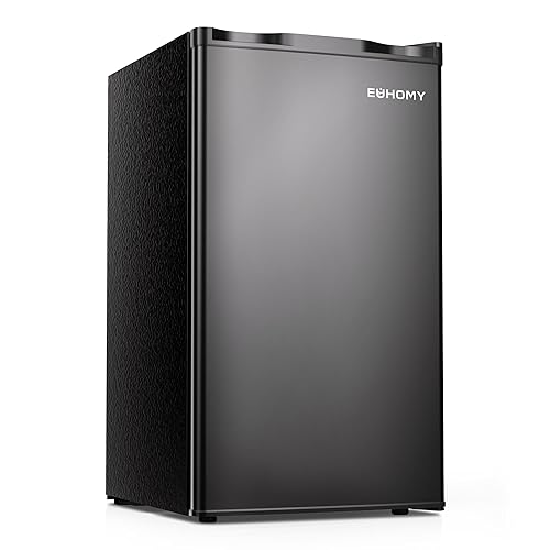 EUHOMY 3.1 Cu.Ft Mini Fridge with Freezer, Single Door Compact Refrigerator, Adjustable Thermostat, Mini Refrigerator Low Power, Mini fridge for Bedroom, Dorm, Office, New Black - 3.1 CUFT - Black