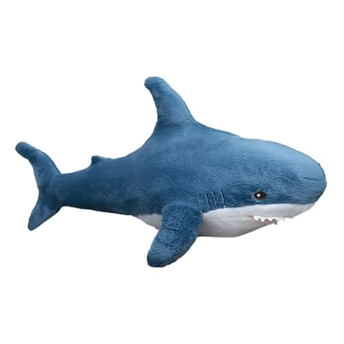 AFYBL 39.4 inch Shark Giant Stuffed Animal Toy, Wildlife, Soft Polyester Fabric, Beautiful Shark Markings, Handcrafted Kids Huggable Pillow for Pretend Play, Travel, Nap Time - Blue