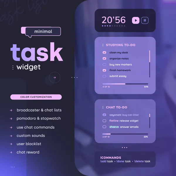 Tasklist Widget — Pomodoro Coworking Timer and To-do List 