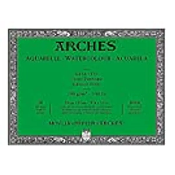 Arches Watercolor Block 9x12-inch Natural White 100% Cotton Paper - 20 Sheets of Arches Watercolor Paper 140 lb Cold Press - Arches Art Paper for Watercolor Gouache Ink Acrylic and More