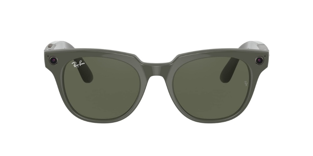 Ray-Ban Stories | Meteor Square Smart Glasses with Photo, Video, and Audio - Shiny Olive/Transitions G-15 Green