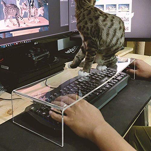 Clear Acrylic Keyboard Cover Protector Anti-Cat,2 in 1 Keyboard Bridge Protector and Monitor Stand