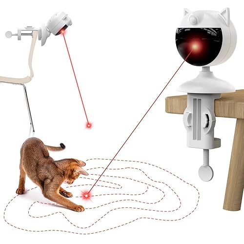 Potaroma Smart Sensor Cat Laser Toys Interactive, Motion Activated Truly Random Trjajectory, Clamp Design, Automatic Chargeable Kitten Toy Indoor Exercise, Cream White - Cream White