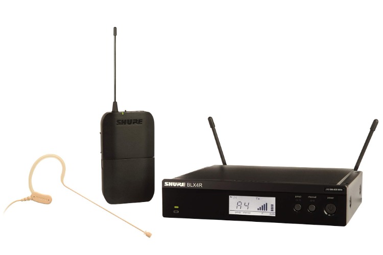 Shure BLX14R/MX53 Wireless Microphone System with BLX4R Rack Mount Receiver, BLX1 Bodypack and MX153 Earset Headworn Subminiature Mic for Presentations, Houses of Worship and Live Sound - J11 Band - J11 Band (596-616 MHz)