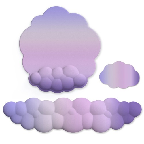 Pastel Ergonomic Cloud Ombre Keyboard Pad, Wrist Pad & Coaster Set - Purple