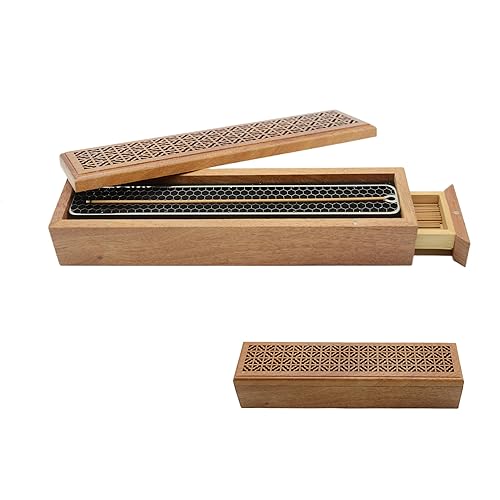 Moocervi Incense Holder, Wooden Incense-Stick Holder & Ash Catcher，Incense Holder with Storage Box, Incense Holder for Meditation/Yoga Room/Bedroom/studyroom/Office