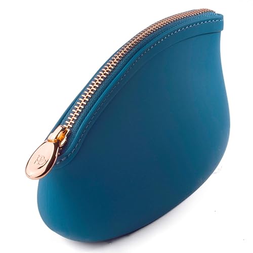 Small Makeup Bag by Pudinbag | The Premium Silicone Purse Bag | Vegan Hygenic Eco-friendly | Water and Heat Resistant - Blue