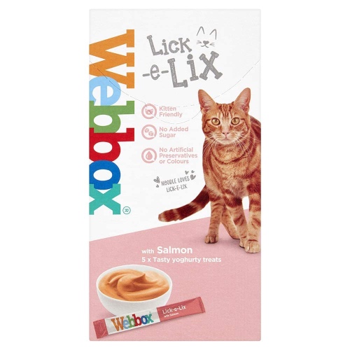 Webbox Salmon Lick-e-Lix Cat Youghurt Treats for Cats and Kittens [PACK OF 8]+ Howsehold Tote Bag - Salmon