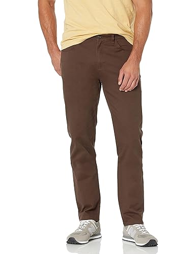 Amazon Essentials Men's Chinos, Athletic Fit, Work Pants, 5-Pocket, Comfort Stretch - 33W x 34L - Brown