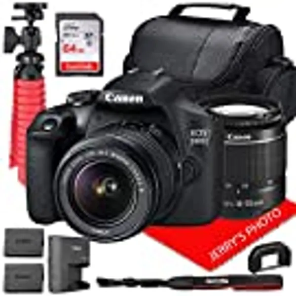 Canon EOS 2000D (Rebel T7) DSLR Camera w/Canon EF-S 18-55mm F/3.5-5.6 III Zoom Lens + Case + 64GB SD Card + Spare Battery (14pc Bundle)
